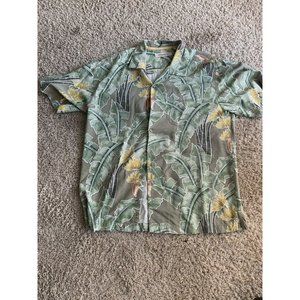 Tommy Bahama Button Up Green Hawaiian Shirt Mens Size Large
